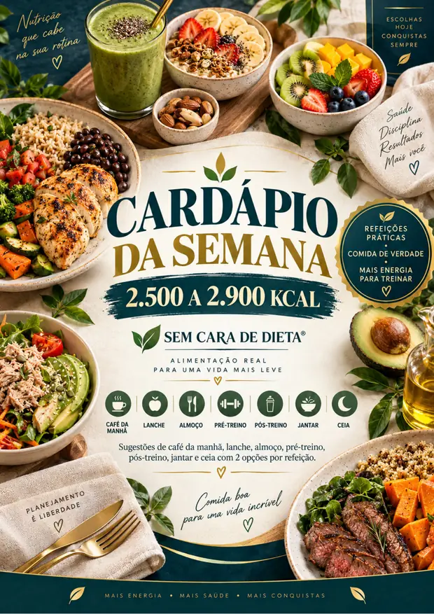 Cardápio 2.500 a 2.900 kcal